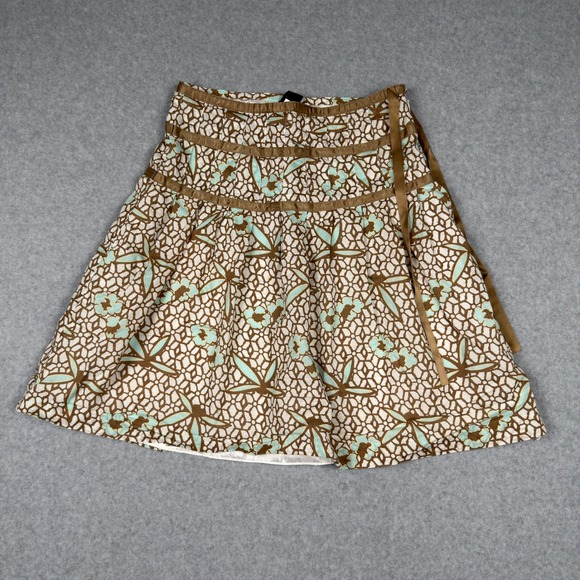 GAP Dresses & Skirts - Gap Womens Brown Blue Floral Geometric A-Line Skirt Sz 4 Cotton Y2K Boho Cottage